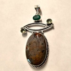 Coffee bean Jasper Pendant 925 made in India.